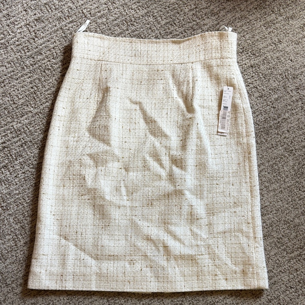 Alex Marie Textured Cream Pencil Skirt